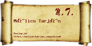 Málics Tarján névjegykártya